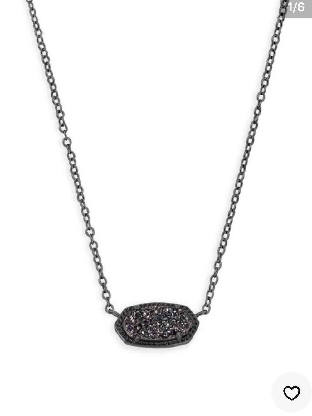 Kendra Scott Elisa Pendant Necklace in Black Drusy